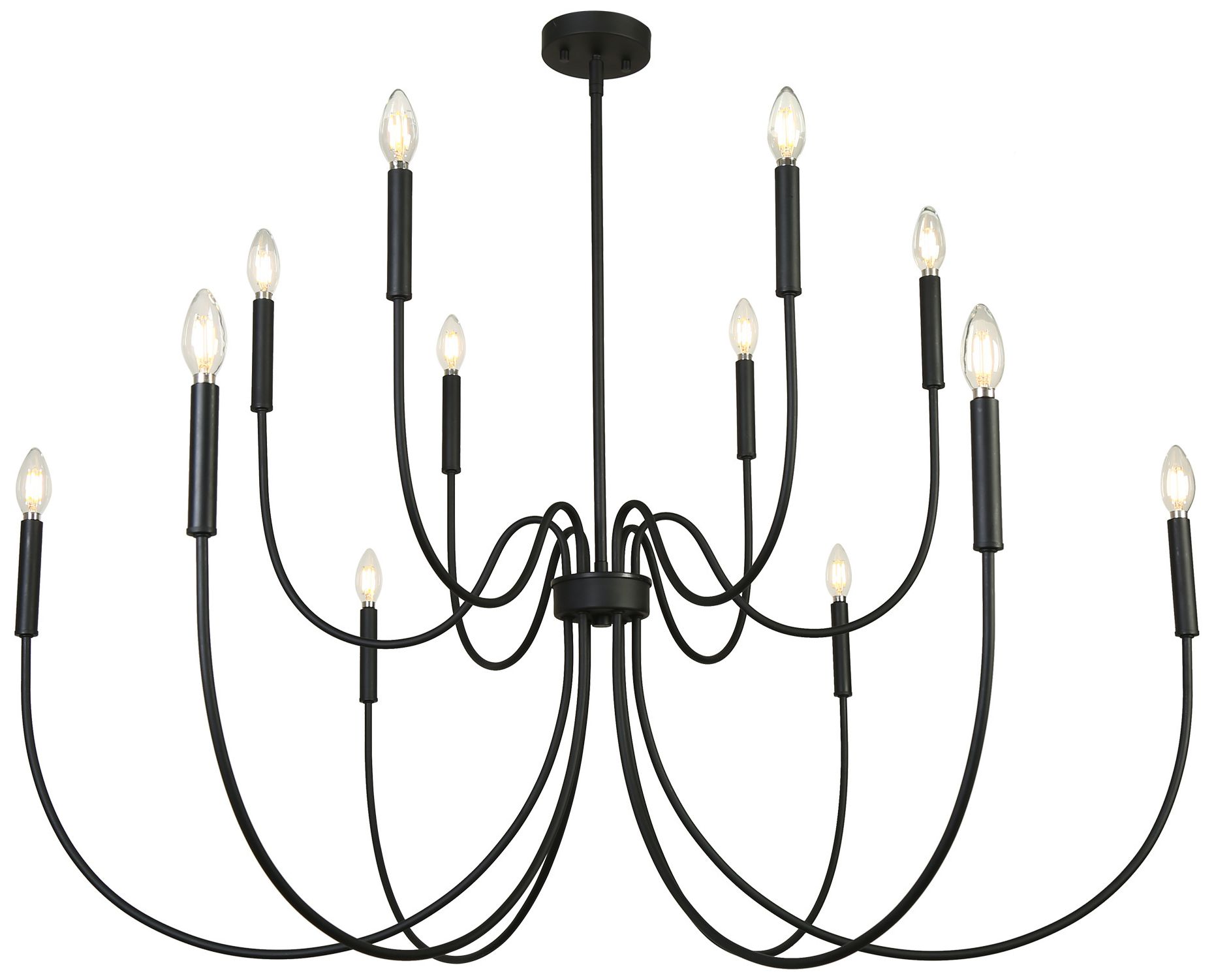 Oriame 47.2" Wide Black 12-Light Chandelier
