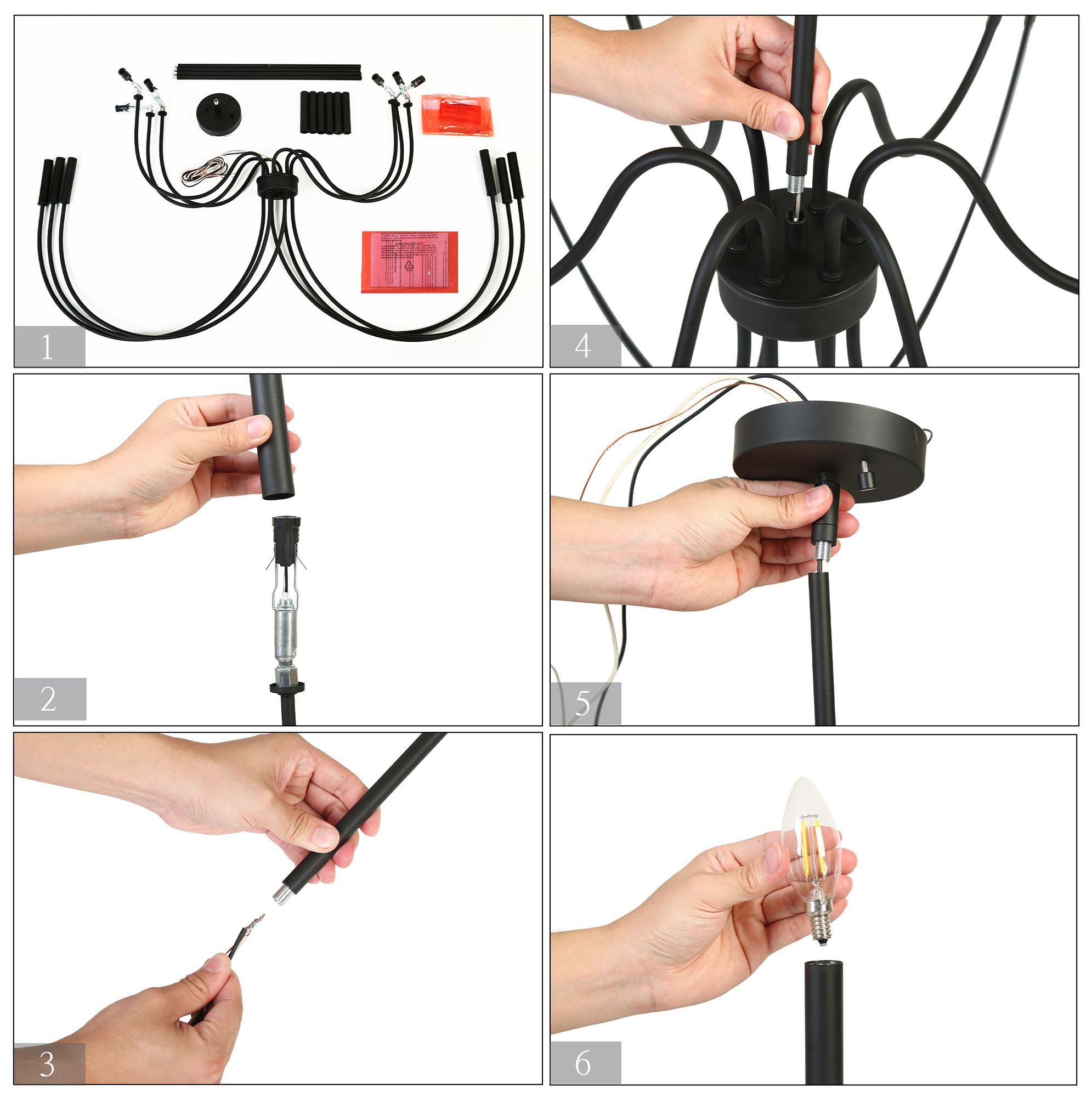 Image 6 Oriame 47.2" Wide Black 12-Light Chandelier more views