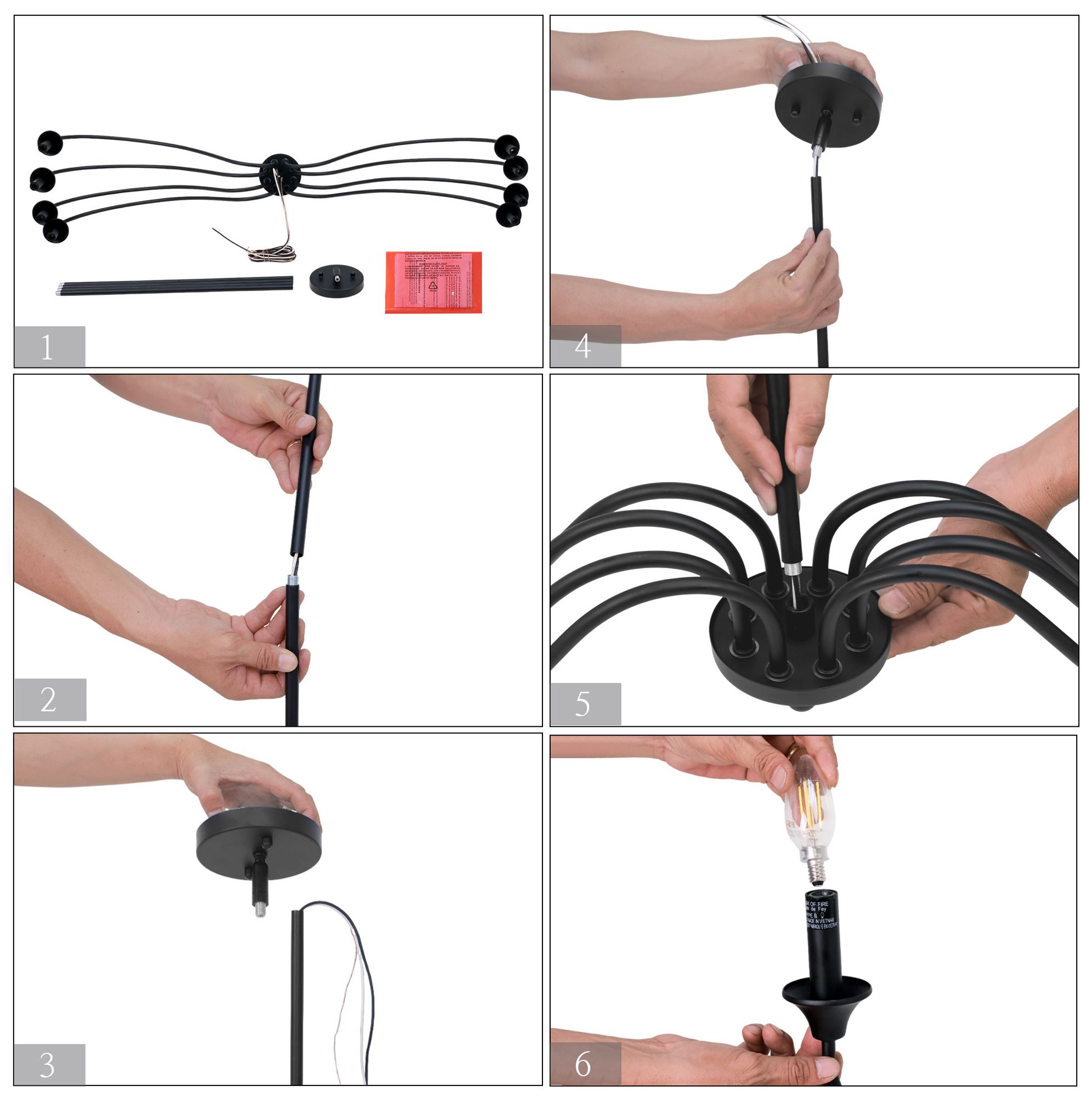 Image 7 Oriame 47.2" Wide Black 8-Light Chandelier more views