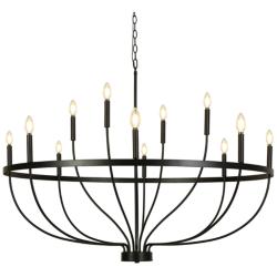 Oriame 47 1/4" Wide Matte Black 12-Light Chandelier