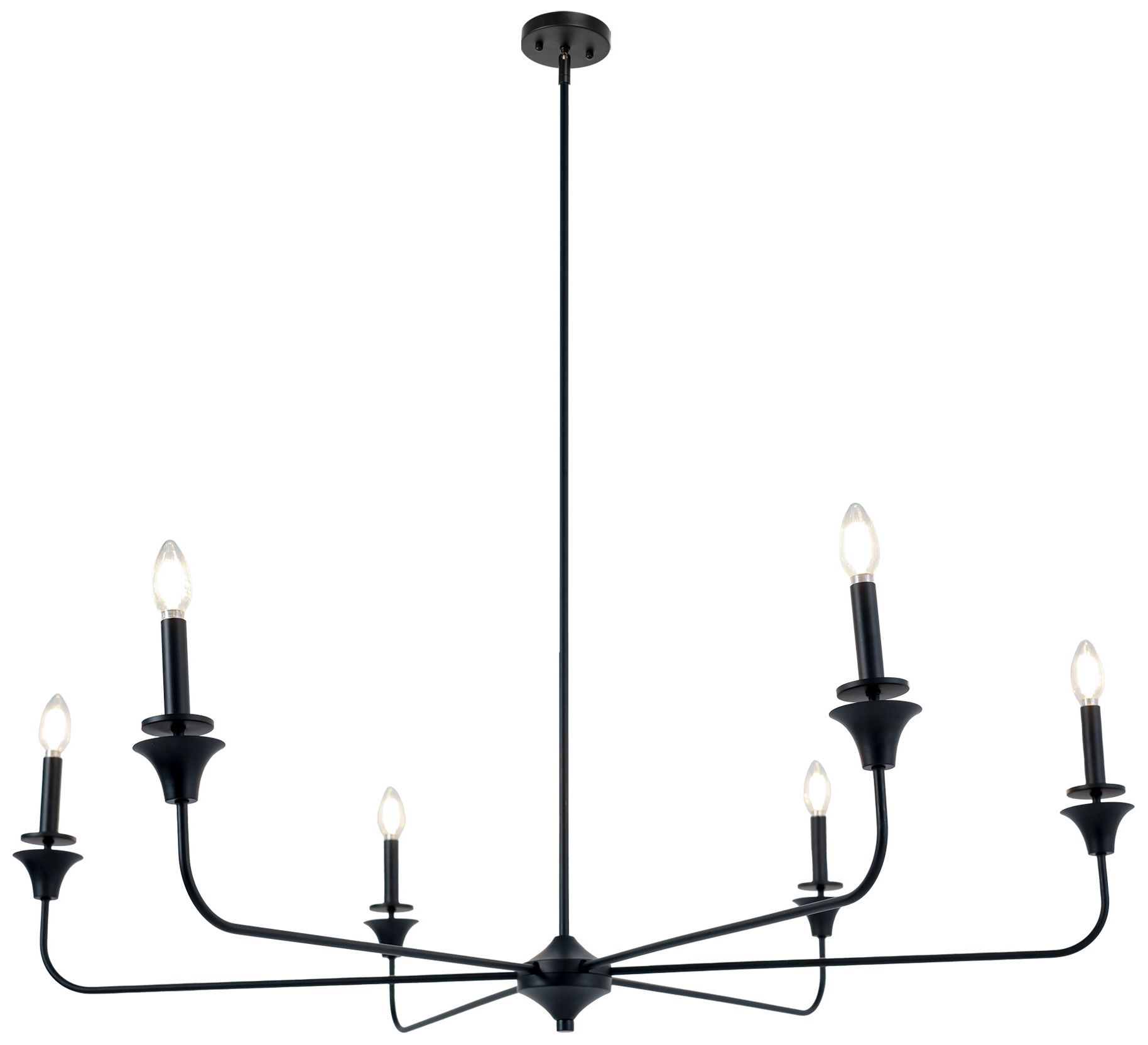 Oriame 48.8" Wide Black 6-Light Chandelier