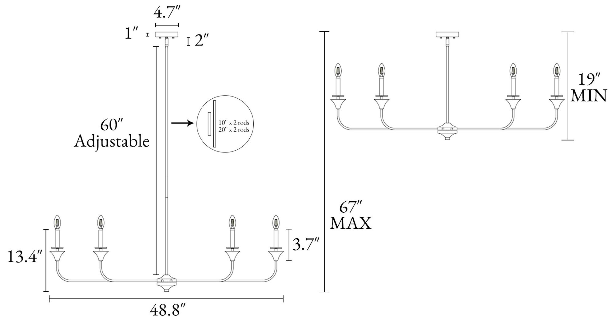 Image 2 Oriame 48.8" Wide Black 6-Light Chandelier more views