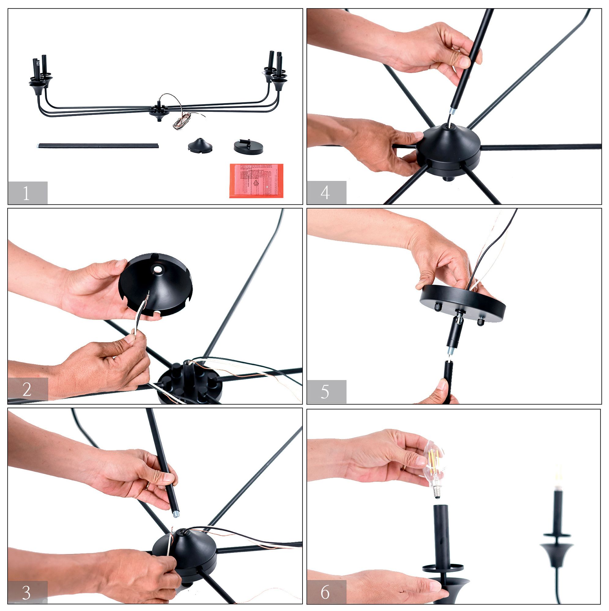 Image 7 Oriame 48.8" Wide Black 6-Light Chandelier more views