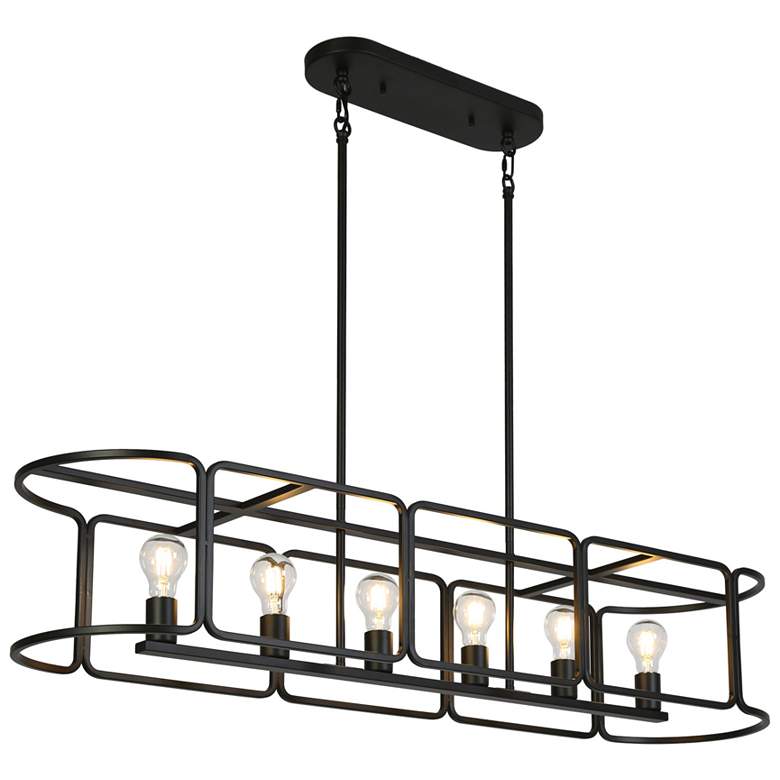 Image 1 Oriame 48" Wide Black 6-Light Candle Island Chandelier
