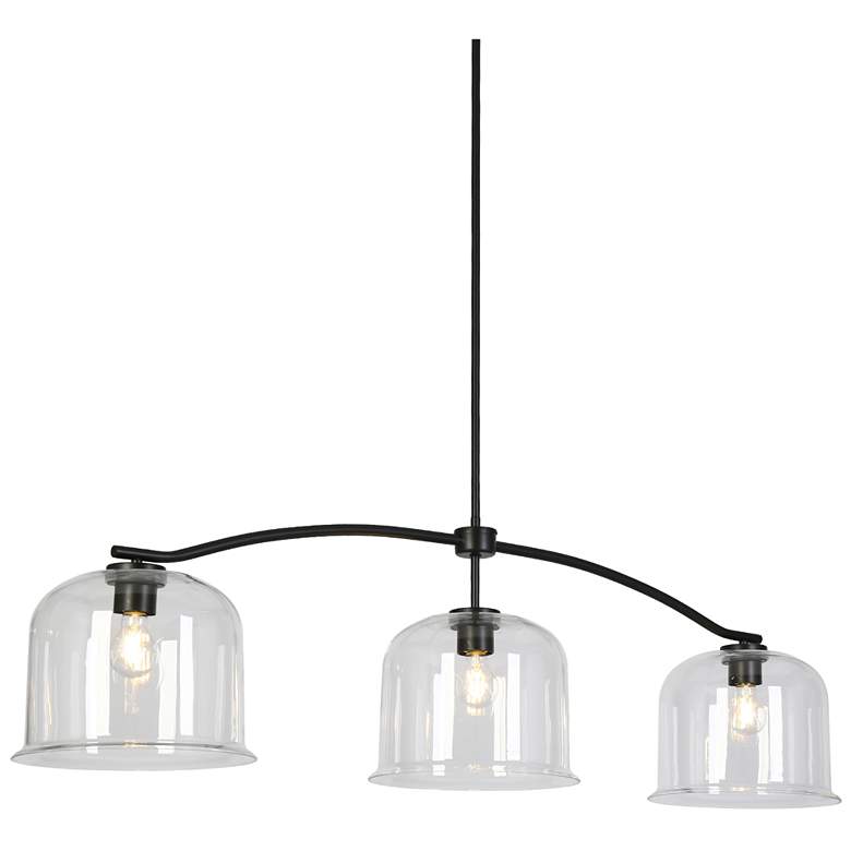 Image 1 Oriame 55.9" Wide Black 3-Light Island Chandelier