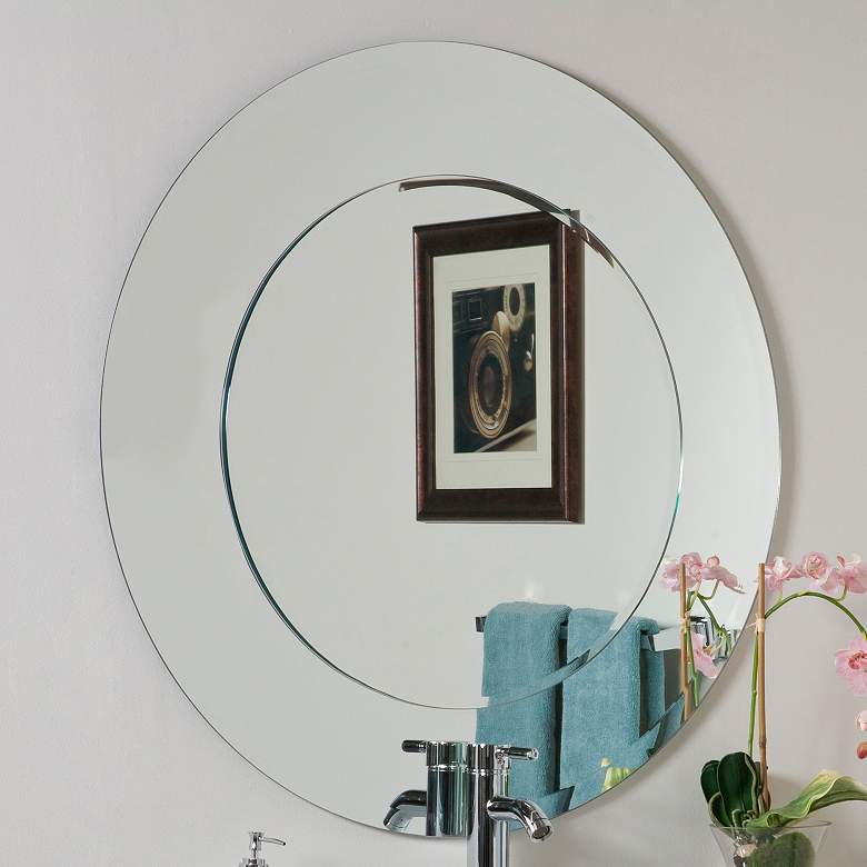 Image 1 Oriana 35 inch Round Frameless Bathroom Wall Mirror