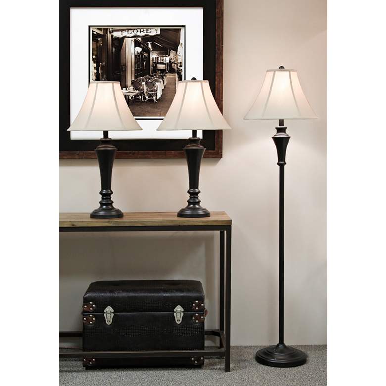 Image 2 Orick Black Metal Floor and Table Lamps Set of 3 more views