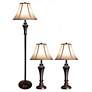 Orick Traditional Black Metal Floor and Table Lamps Set of 3