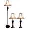 Orick Traditional Black Metal Floor and Table Lamps Set of 3