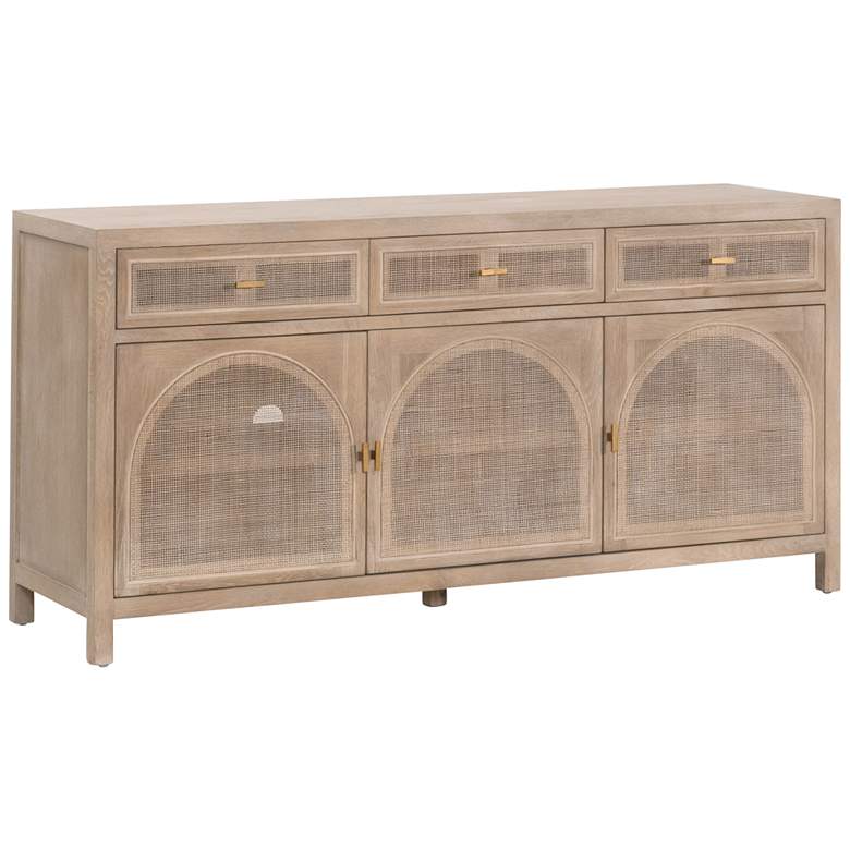 Image 1 Orient Express Cane 63" Smoke Gray Oak Wood 3-Door Media Sideboard