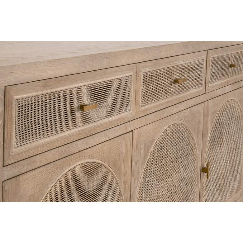 Image 3 Orient Express Cane 63" Smoke Gray Oak Wood 3-Door Media Sideboard more views
