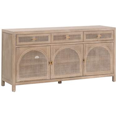 Orient Express Cane 63" Smoke Gray Oak Wood 3-Door Media Sideboard