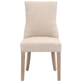 Image1 of Orient Express Lourdes 26 3/4" Bisque Linen Dining Chairs Set of 2