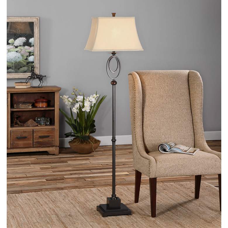 Image 1 Orienta Dark Oil-Rubbed Bronze and Gold Floor Lamps Set of 2