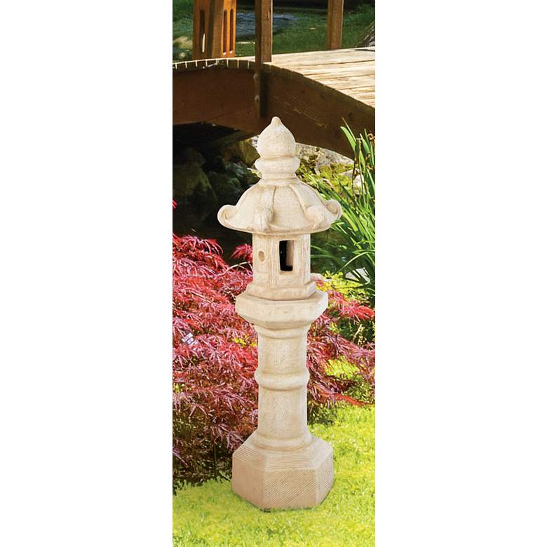 Image 1 Oriental Lantern 40 inch High Sorrento Sandstone Outdoor Statue