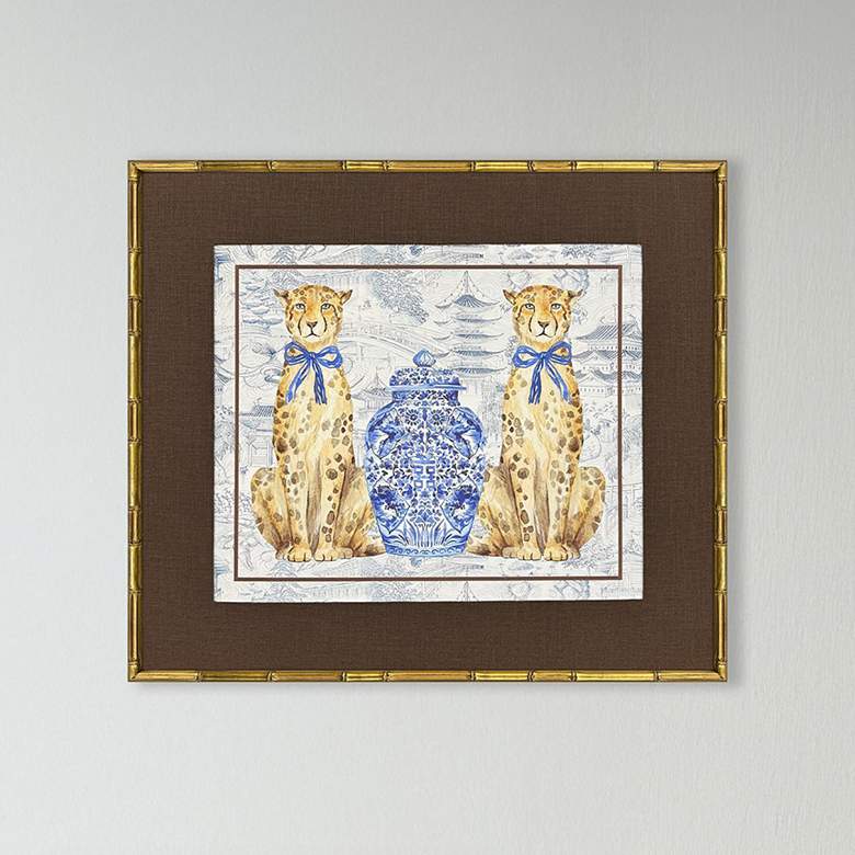 Image 1 Oriental Leopards 33"W x 29"H Framed Art