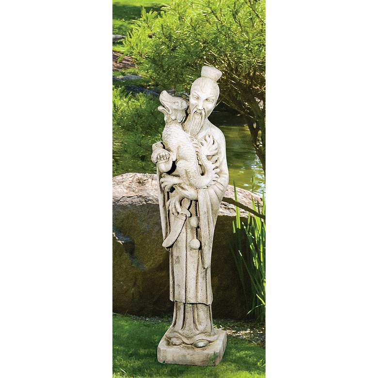 Image 1 Oriental Mandarin 40 inch High Trevia Greystone Outdoor Statue