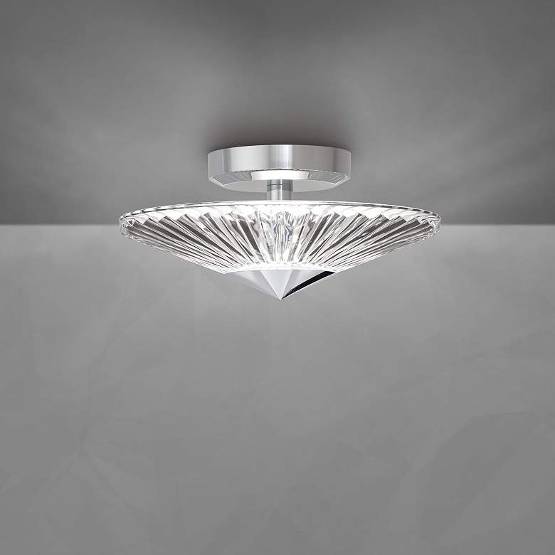 Image 1 Origami 12" Wide Polished Chrome Crystal LED Ceiling Light