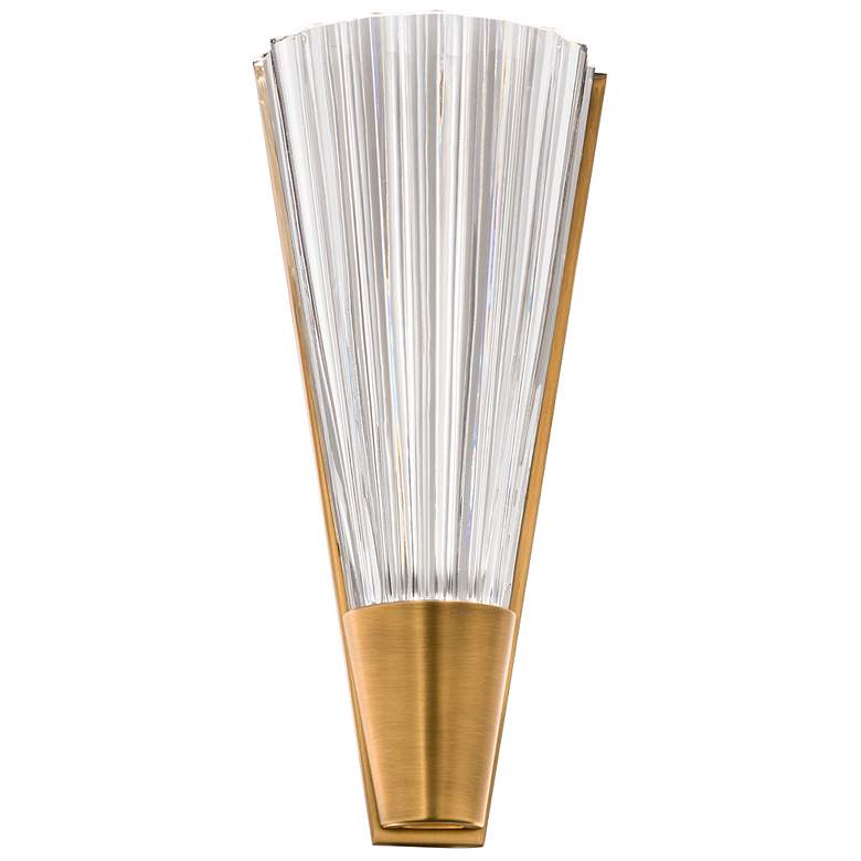 Image 2 Origami 14" High Aged Brass Clear Crystal LED Wall Sconce