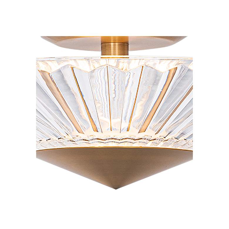 Image 3 Origami 16 inch Wide Aged Brass Clear Crystal 1-Light Semi-Flush Mount more views