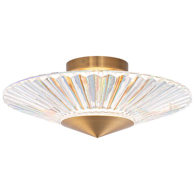 Image 4 Origami 16 inch Wide Aged Brass Clear Crystal 1-Light Semi-Flush Mount more views