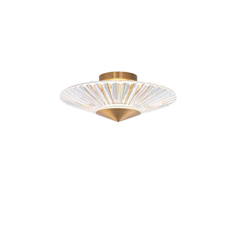 Image 5 Origami 16" Wide Aged Brass Clear Crystal 1-Light Semi-Flush Mount more views