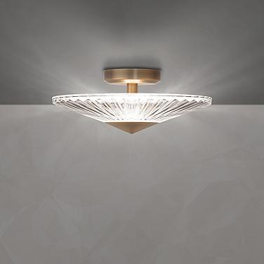 Origami 16" Wide Aged Brass Clear Crystal 1-Light Semi-Flush Mount