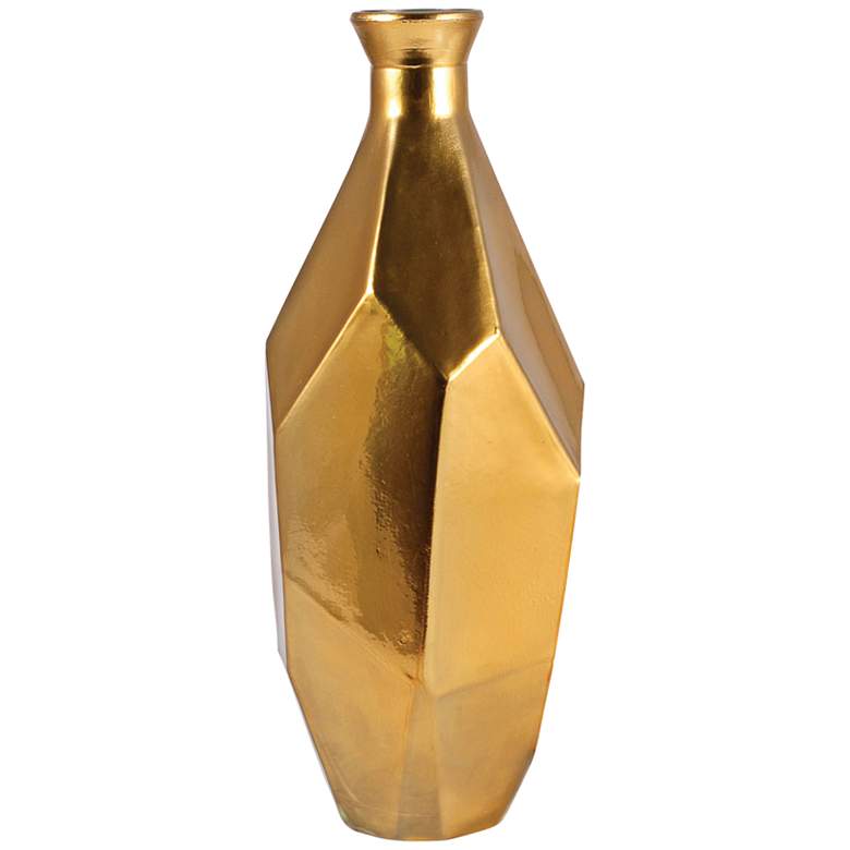 Image 1 Origami Metallic Gold 12 1/4 inch High Tall Glass Bottle