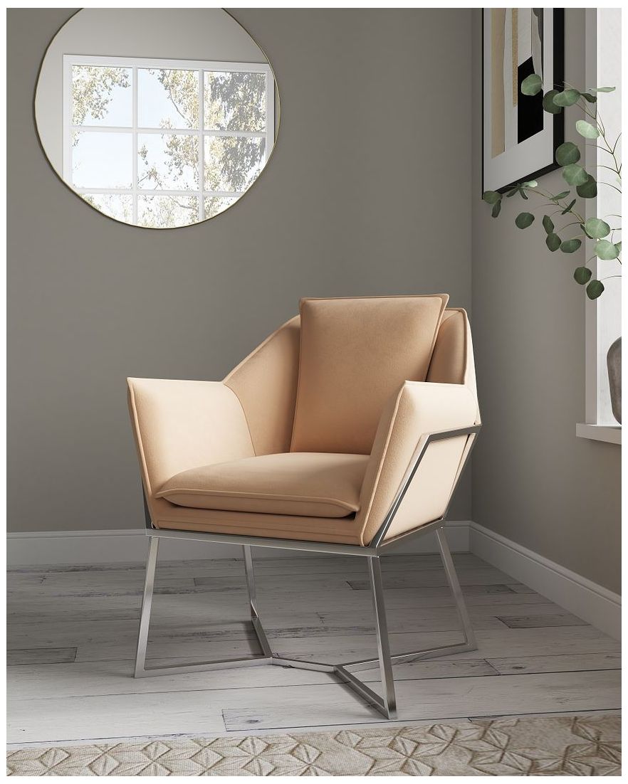 Image 2 Origami Velvet Accent Chair in Fawn more views