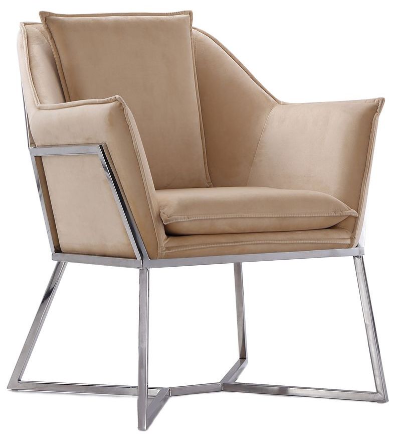 Image 4 Origami Velvet Accent Chair in Fawn more views
