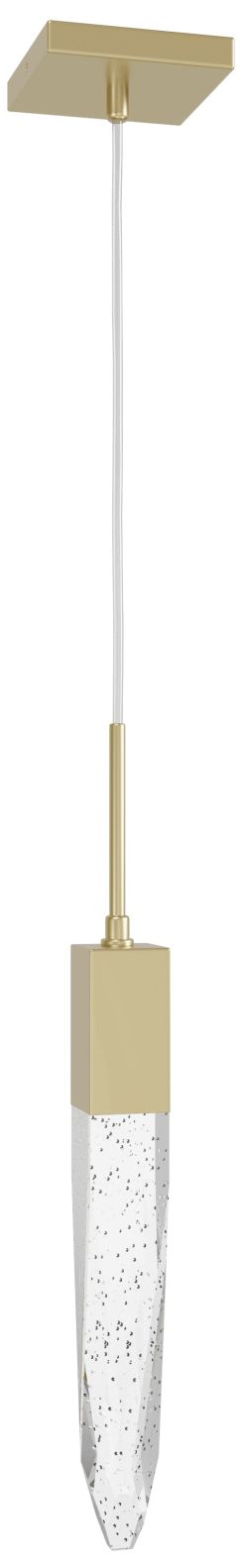 Original Aspen 1-Lt 2"W LED Pendant Brushed Brass/Bubbled Crystal