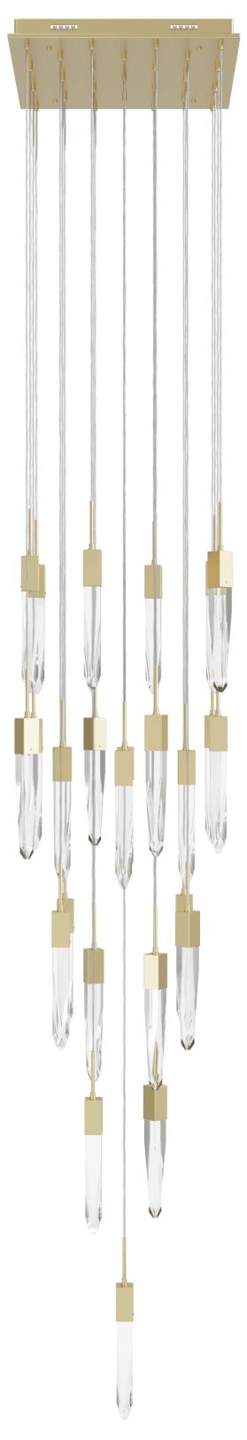 Original Aspen 25-Lt 28"W Chandelier Brushed Brass/Clear Crystals