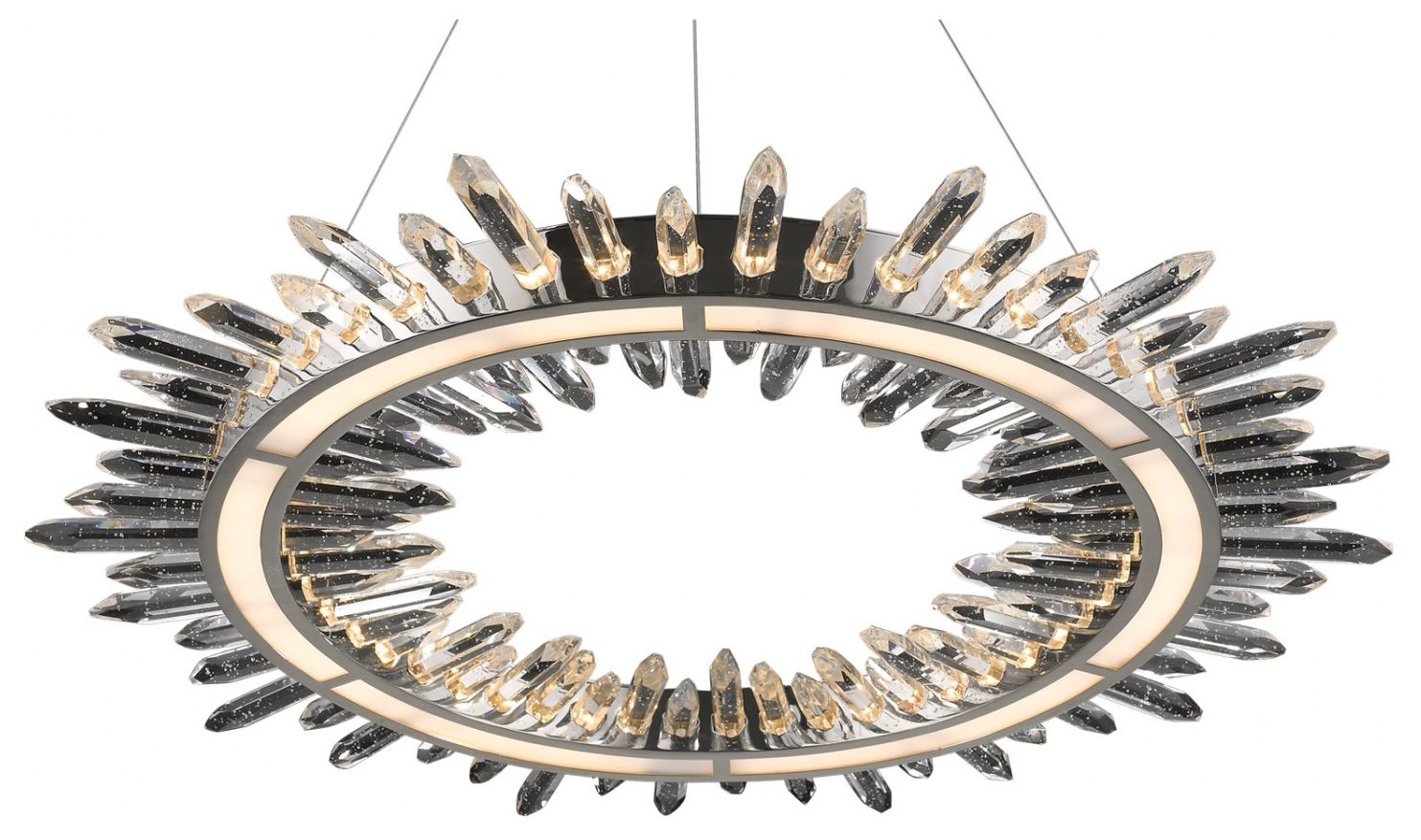 Original Aspen 27"W Ring LED Pendant in Polished Nickel/Bubbled