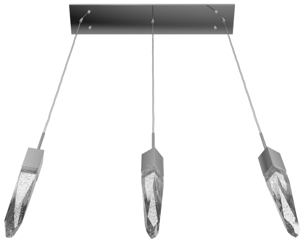 Image 2 Original Aspen 3-Lt 37"W LED Chandelier Chrome/Bubbled Crystals more views