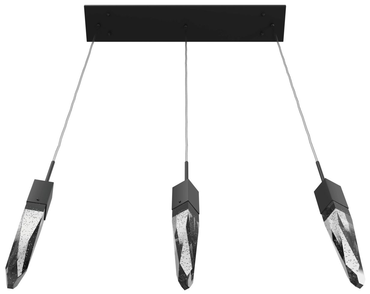 Image 2 Original Aspen 3-Lt 37"W LED Linear Chand. Black/Bubbled Crystals more views