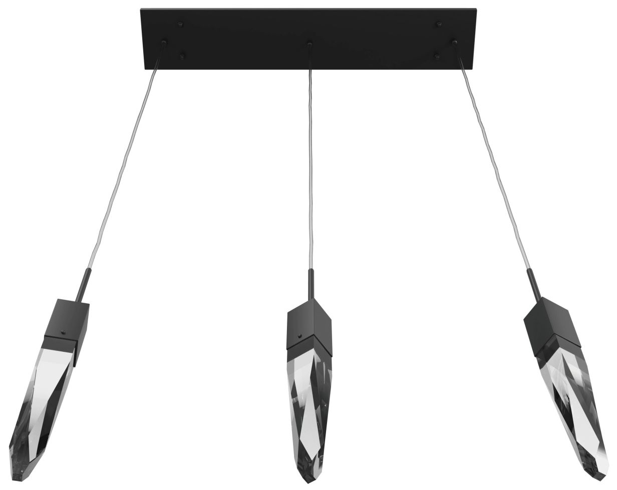 Image 2 Original Aspen 3-Lt 37"W LED Linear Chand. Black/Clear Crystals more views