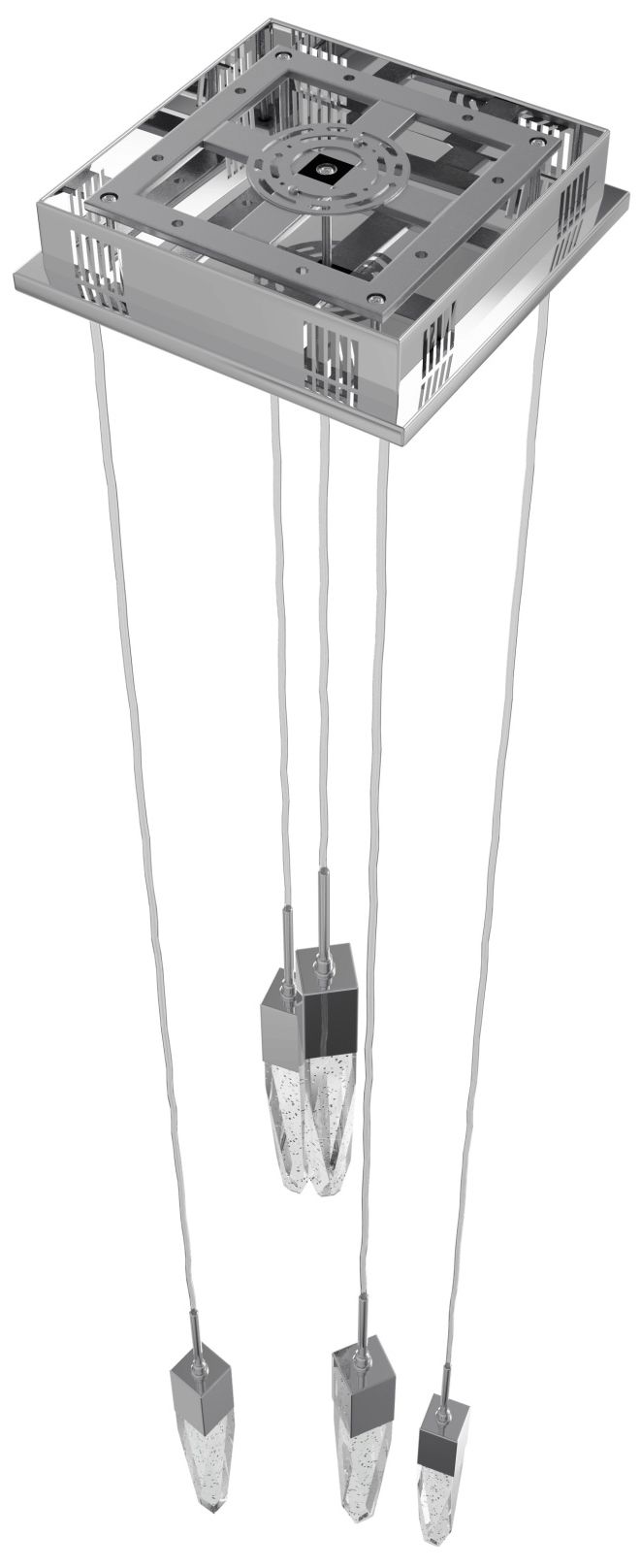 Image 3 Original Aspen 5-Lt 12"W LED Chandelier Chrome/Bubbled Crystals more views