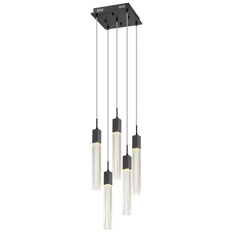 Image 1 Original Glacier 11 3/4" Wide Matte Black 5-Light LED Pendant
