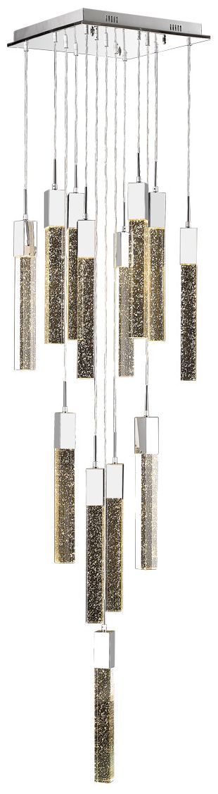 Original Glacier 13-Light 20"W Chandelier Chrome/Bubbled Crystals