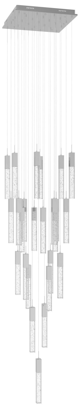Original Glacier 25-Light 28"W Chandelier Chrome/Bubbled Crystals