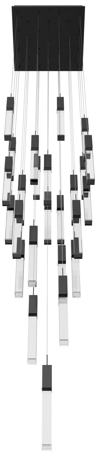 Image 2 Original Glacier 25-Light 28"W Chandelier in Black/Clear Crystals more views