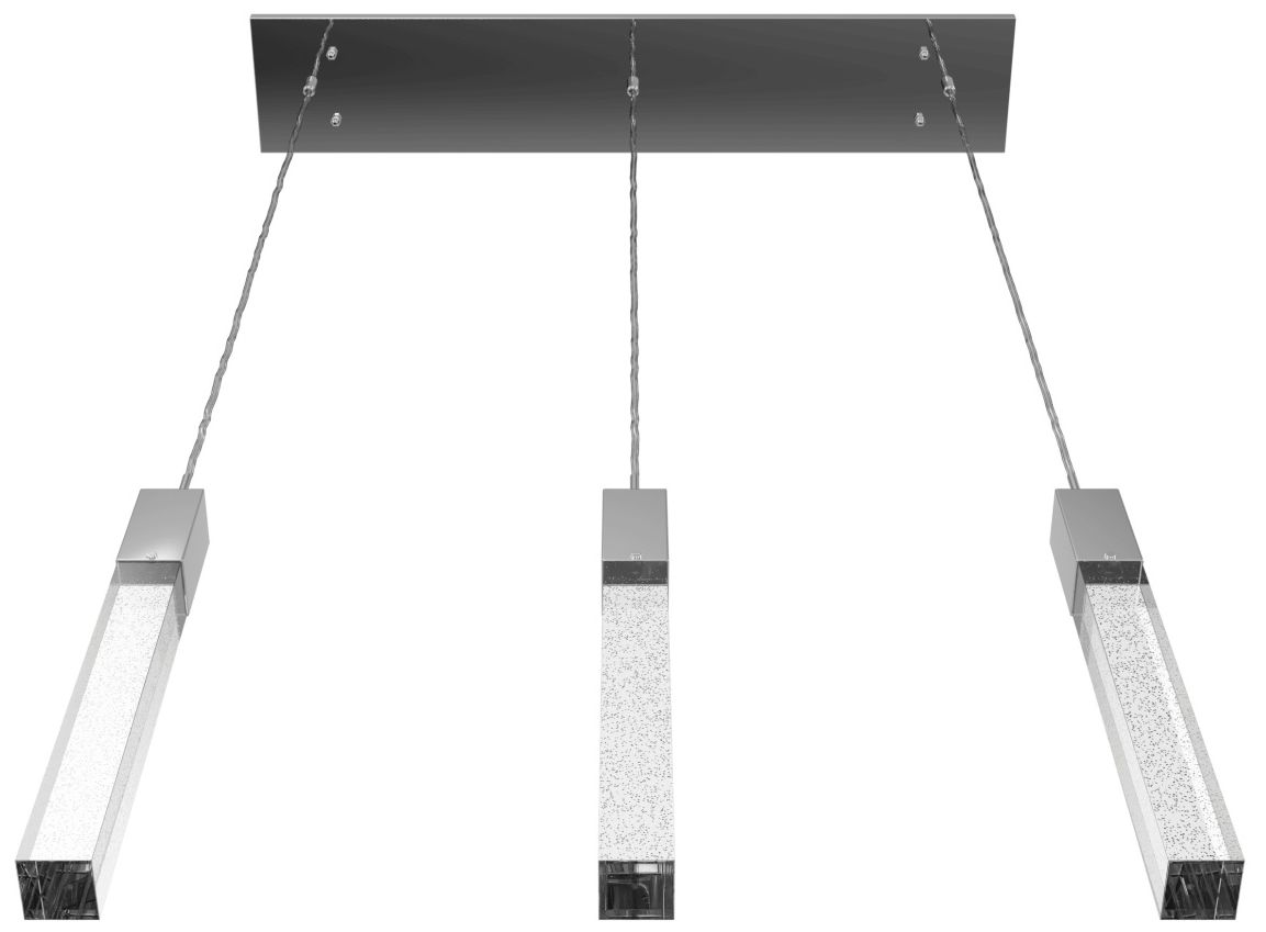 Image 2 Original Glacier 3-Lt 37"W LED Pend. Pol. Chrome/Bubbled Crystals more views