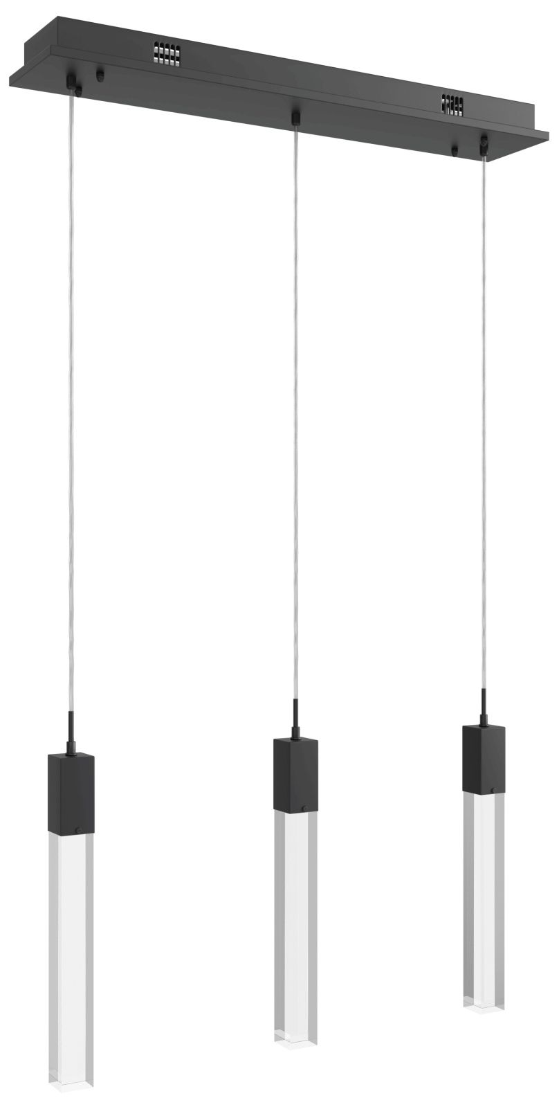 Original Glacier 3-Lt 37"W Linear LED Chand. Black/Clear Crystals
