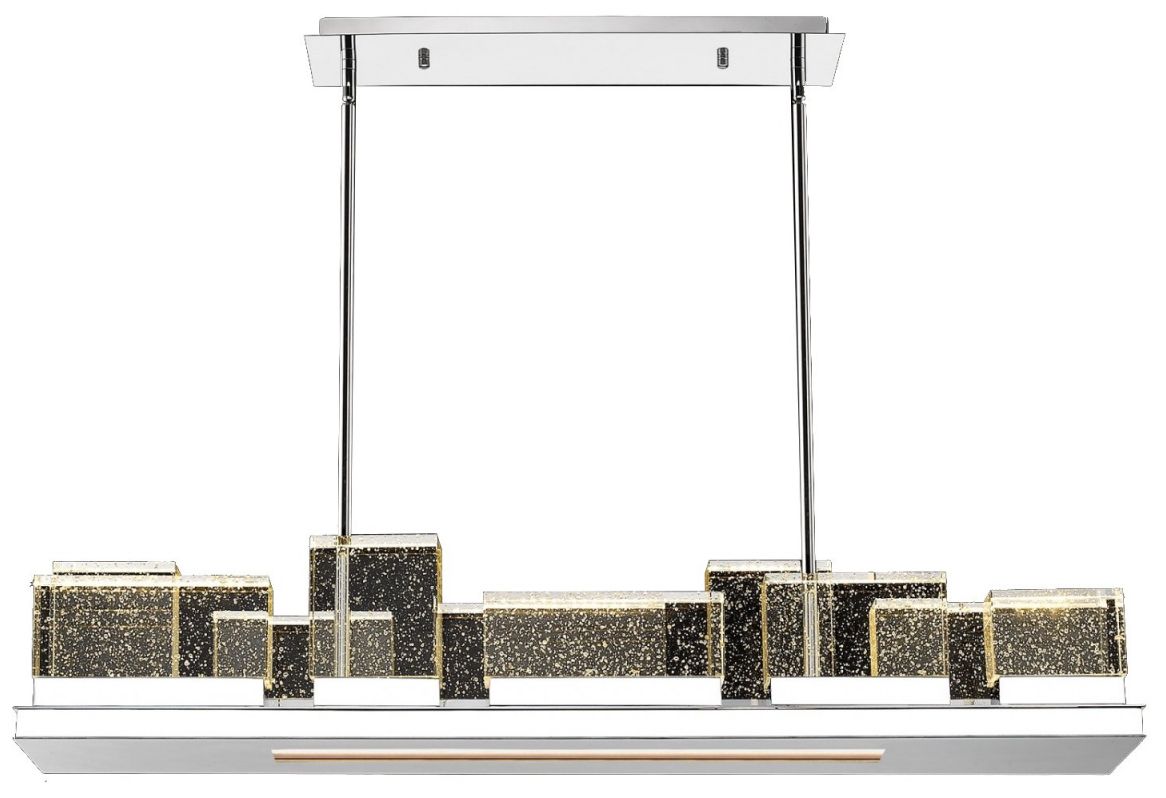 Original Glacier 42"W LED Chandelier in Polished Nickel/Bubbled