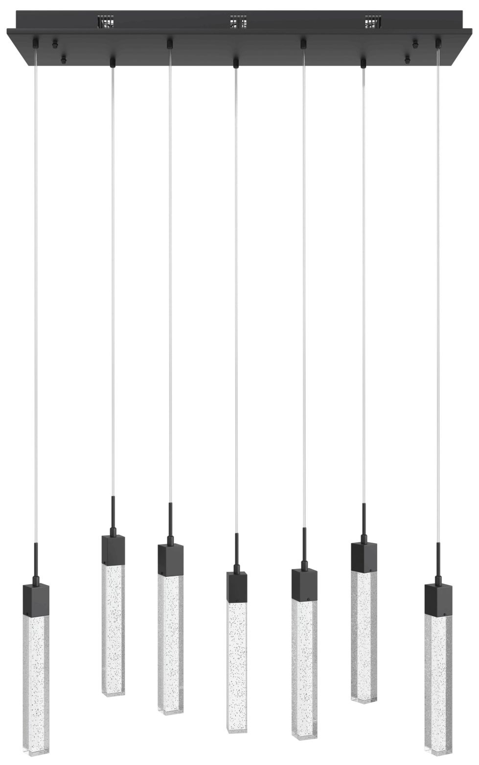 Original Glacier 7-Light 47"W LED Pendant Black/Bubbled Crystals