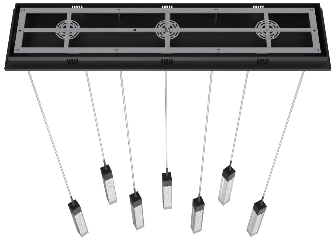 Image 2 Original Glacier 7-Light 47"W LED Pendant Black/Bubbled Crystals more views