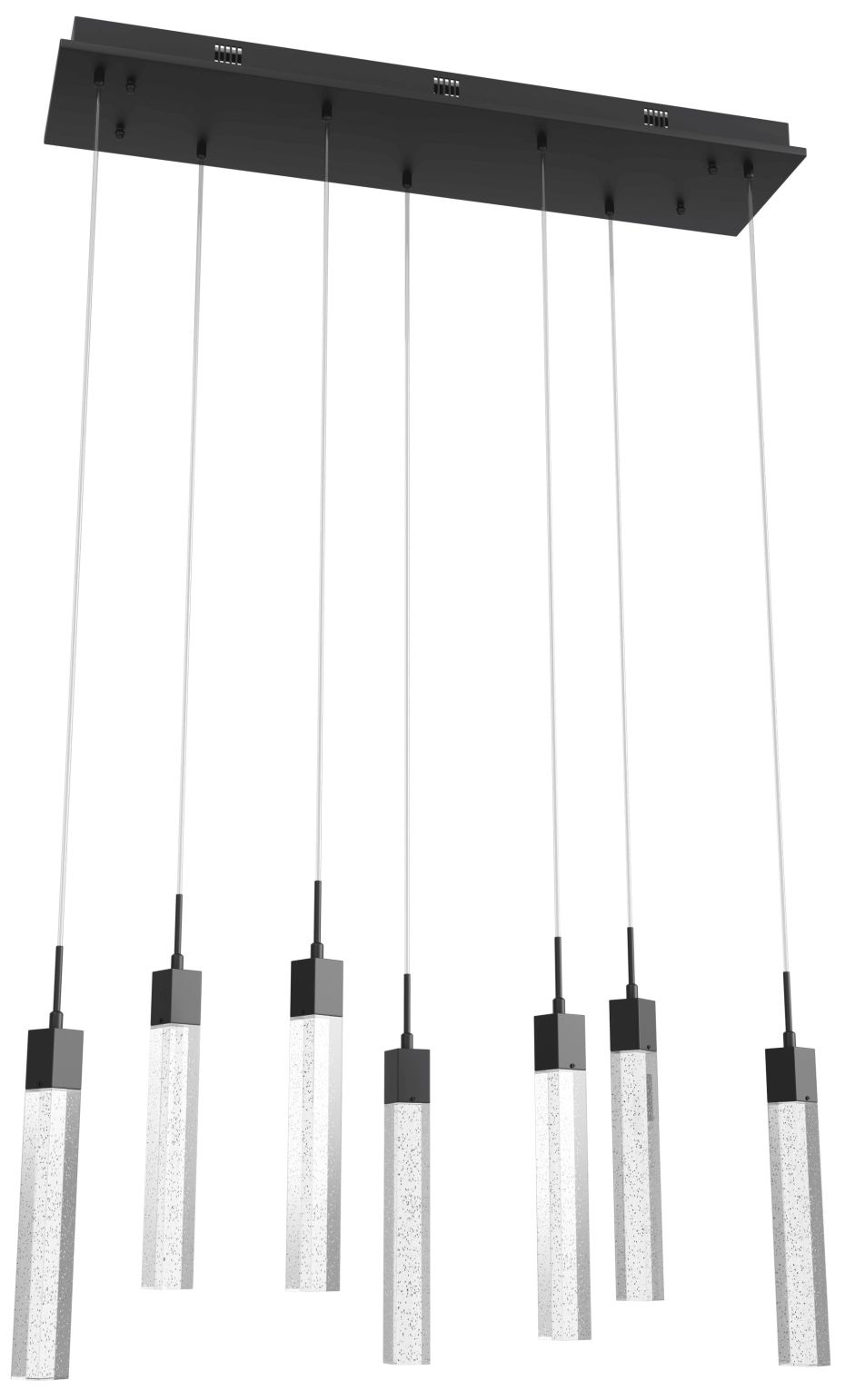 Image 3 Original Glacier 7-Light 47"W LED Pendant Black/Bubbled Crystals more views