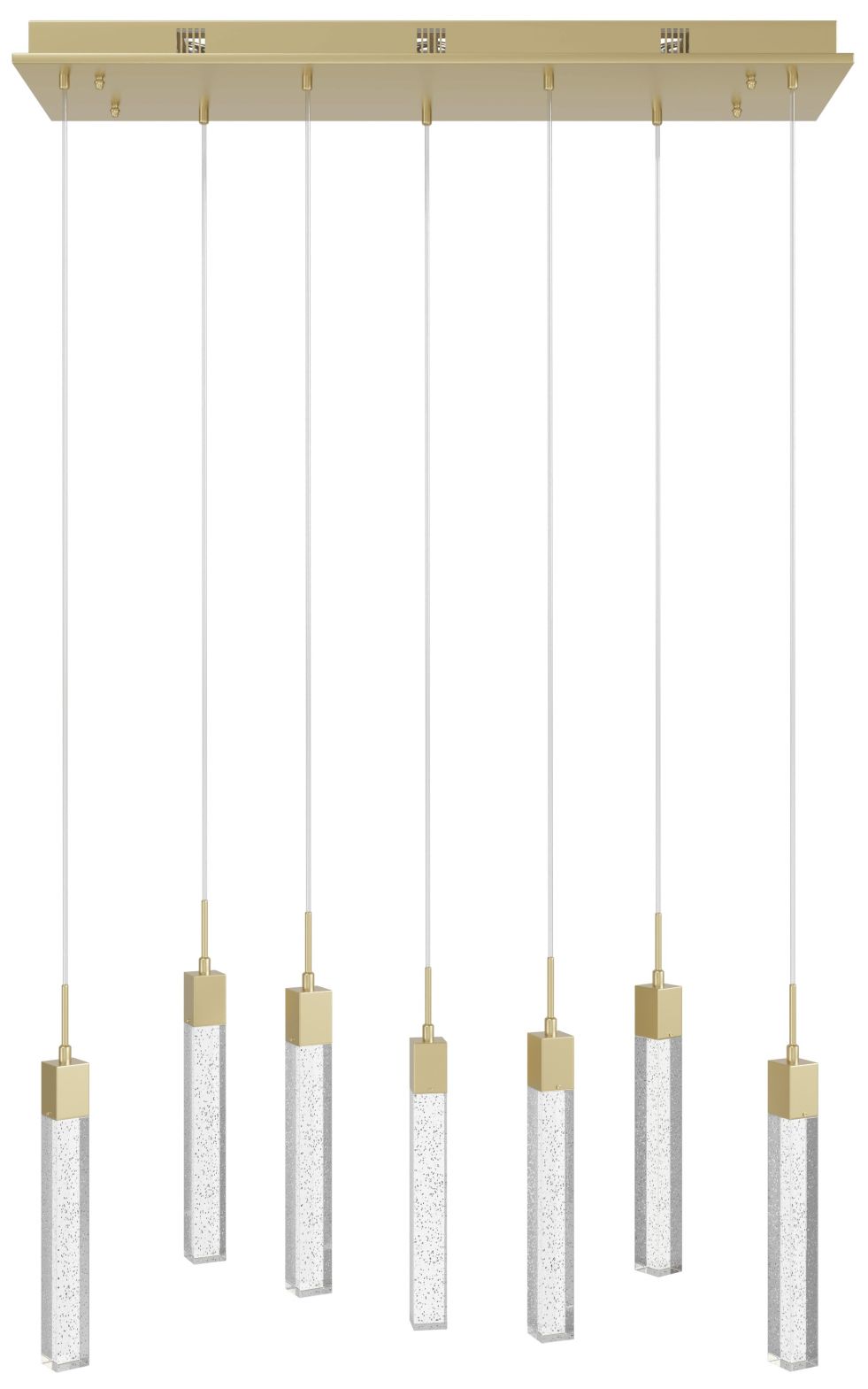 Original Glacier 7-Light 47"W LED Pendant Brass/Bubbled Crystals