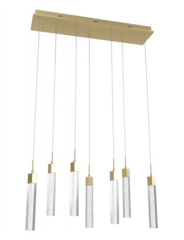 Image 2 Original Glacier 7-Light 47"W LED Pendant Brass/Bubbled Crystals more views