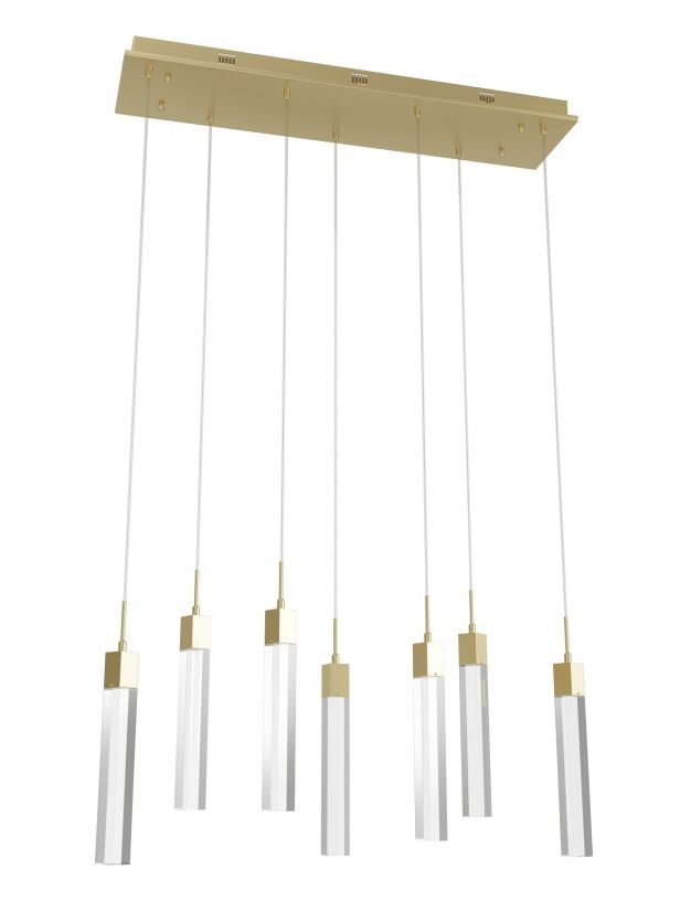 Image 2 Original Glacier 7-Lt 47"W LED Chand. Br. Brass/Clear Crystals more views